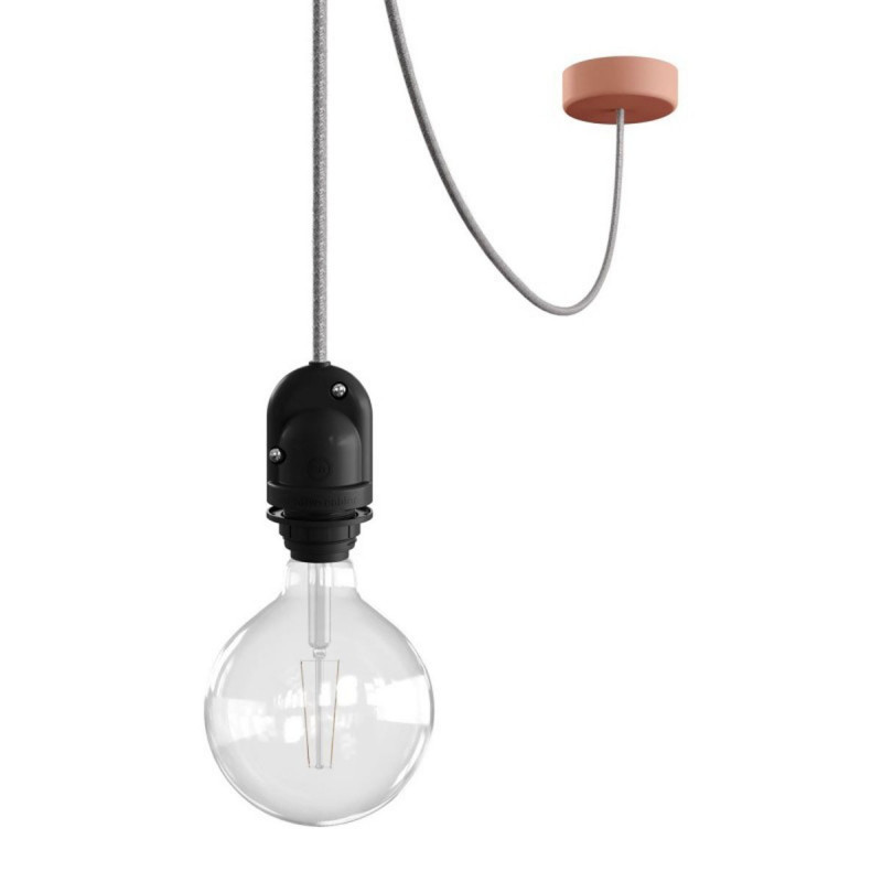 EIVA Outdoor Różowa zewnętrzna lampa wisząca na abażur z silikonową rozetą sufitową i oprawką wodoodporną IP65 Creative-Cables