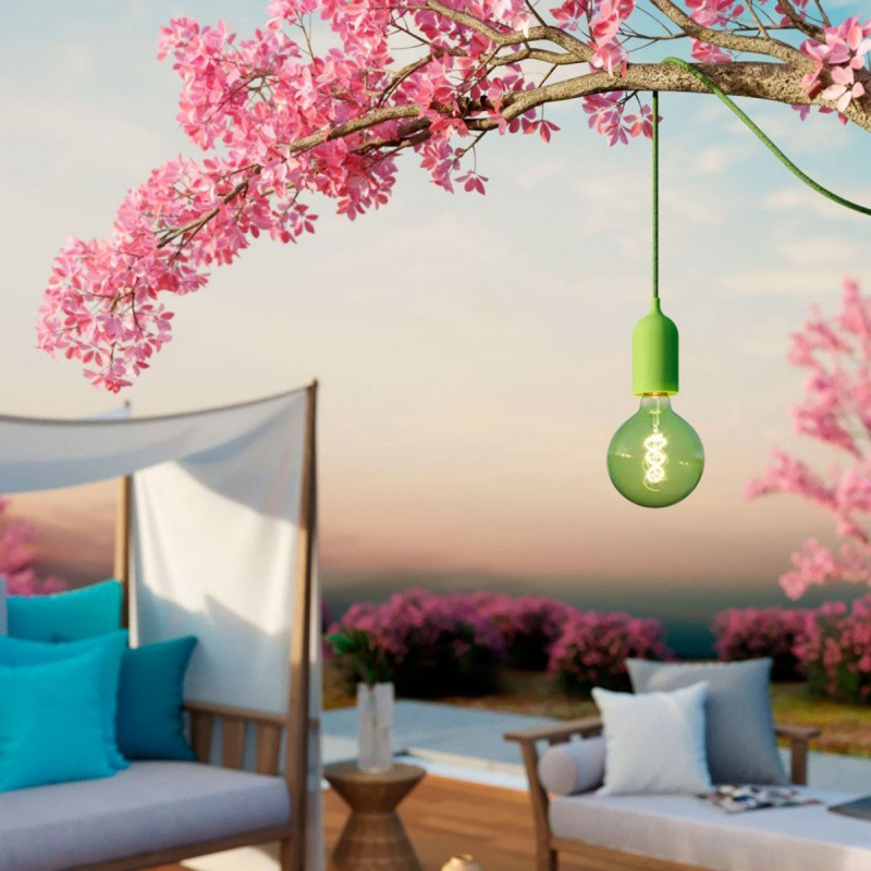 EIVA PASTEL Outdoor Green pendant lamp with silicone ceiling rosette and IP65 waterproof holder Creative-Cables