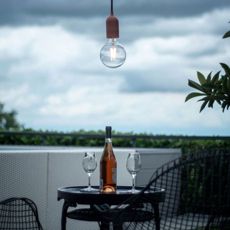 EIVA PASTEL Outdoor Pink pendant lamp with silicone ceiling rosette and IP65 waterproof holder Creative-Cables