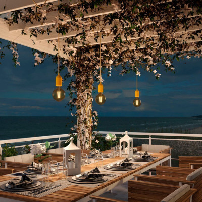 EIVA PASTEL Outdoor Yellow pendant lamp with silicone ceiling rosette and IP65 waterproof holder Creative-Cables