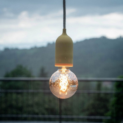 EIVA PASTEL Outdoor Żółta zewnętrzna lampa wisząca z silikonową rozetą sufitową i oprawką wodoodporną IP65 Creative-Cables