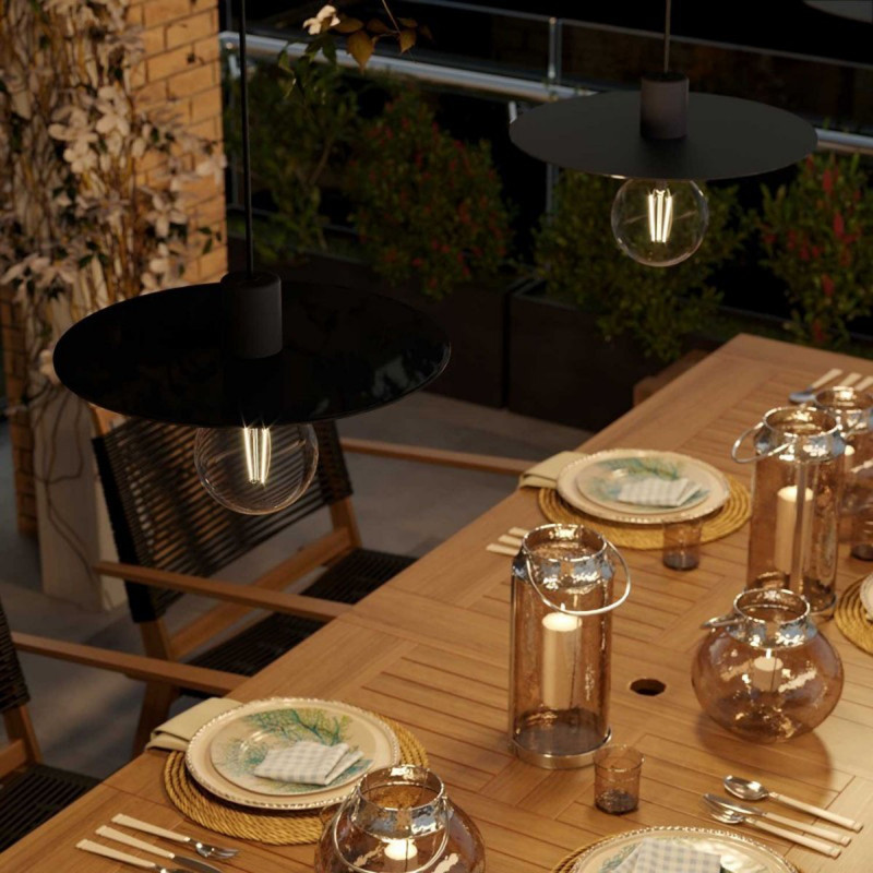 EIVA ELEGANT Ellepì Czarna Lampa wisząca z silikonową rozetą sufitową i oprawką wodoodporną IP65 Creative-Cables