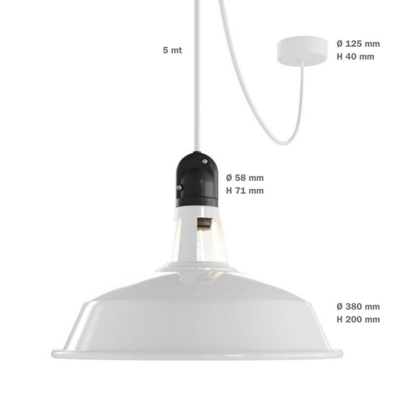EIVA Outdoor Harbour White Outdoor Pendant Lamp with Silicone Ceiling Rosette and IP65 Waterproof Lampholder Creative-Cables