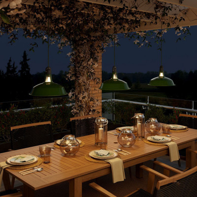EIVA Outdoor Harbour Zielona zewnętrzna lampa wisząca z silikonową rozetą sufitową i oprawką wodoodporną IP65 Creative-Cables