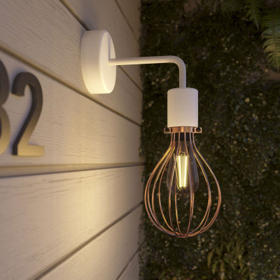Biała lampa ścienna Fermaluce EIVA ELEGANT kinkiet do klosza w kształcie litery L wodoodporność IP65 Creative-Cables