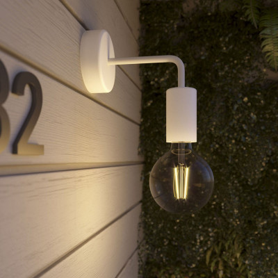 Biała lampa ścienna Fermaluce EIVA ELEGANT kinkiet w kształcie litery L wodoodporność IP65 Creative-Cables