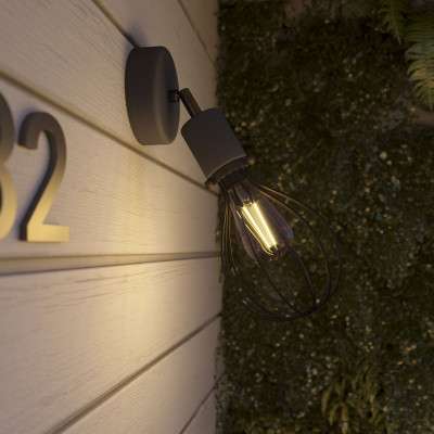 Czarna lampa ścienna Fermaluce EIVA Elegant kinkiet do klosza z obrotowym przegubem wodoodporność IP65 Creative-Cables