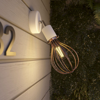 Biała lampa ścienna Fermaluce EIVA Elegant kinkiet do klosza z obrotowym przegubem wodoodporność IP65 Creative-Cables