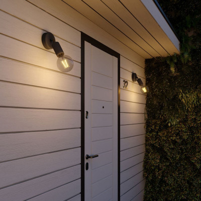 Czarna lampa ścienna Fermaluce EIVA Elegant kinkiet z obrotowym przegubem wodoodporność IP65 Creative-Cables