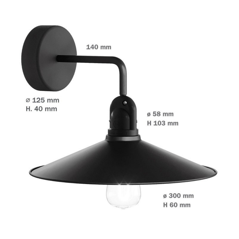 Black wall lamp Fermaluce EIVA wall lamp with a SWING shade IP65 waterproof Creative-Cables