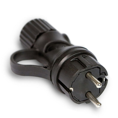 Czarna wtyczka Schuko z pierścieniem 16A 250V IP44 do systemu EIVA Creative-Cables