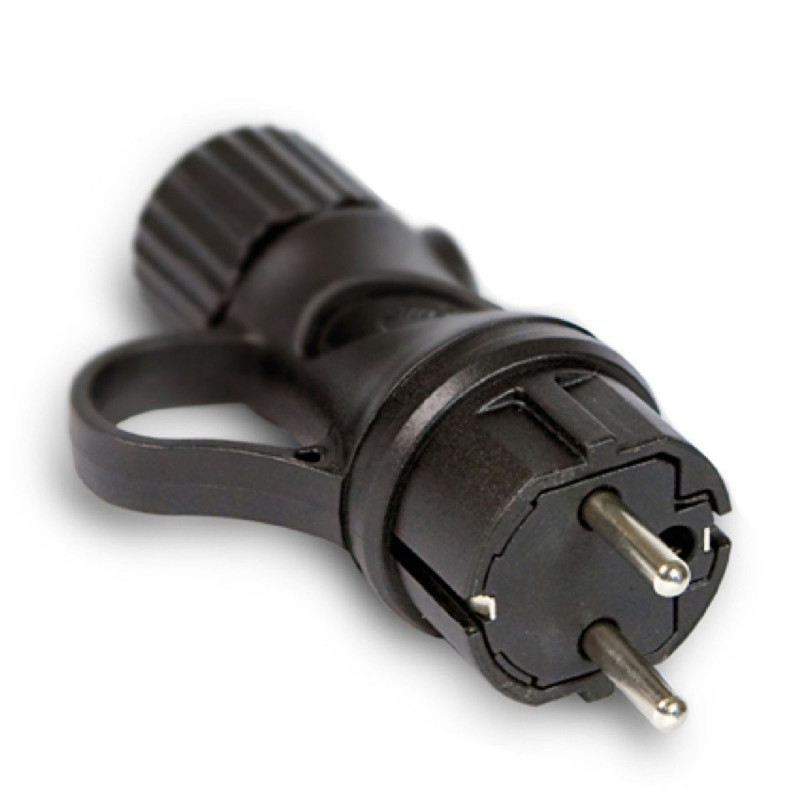 Black Schuko plug with ring 16A 250V IP44 for System EIVA Creative-Cables