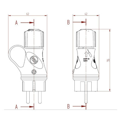 Czarna wtyczka Schuko z pierścieniem 16A 250V IP44 do systemu EIVA Creative-Cables