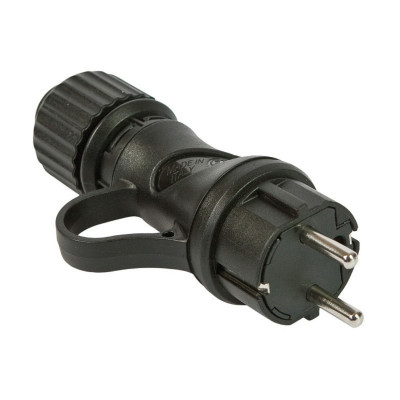 Czarna wtyczka Schuko z pierścieniem 16A 250V IP44 do systemu EIVA Creative-Cables
