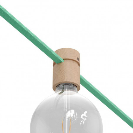 Wooden lamp holder for string light cable and Filé system. Made in Italy Creative-Cables