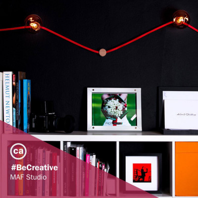 Wooden lamp holder for string light cable and Filé system. Made in Italy Creative-Cables