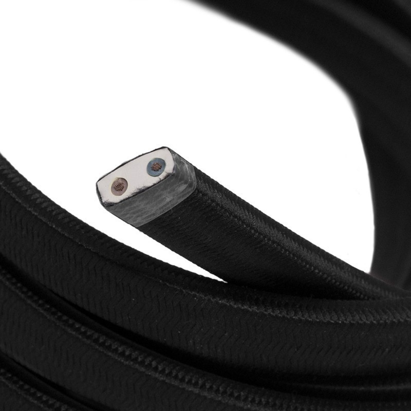 Black Rayon SM04 black braided flat cable suitable for Filé and Lumet systems Creative-Cables