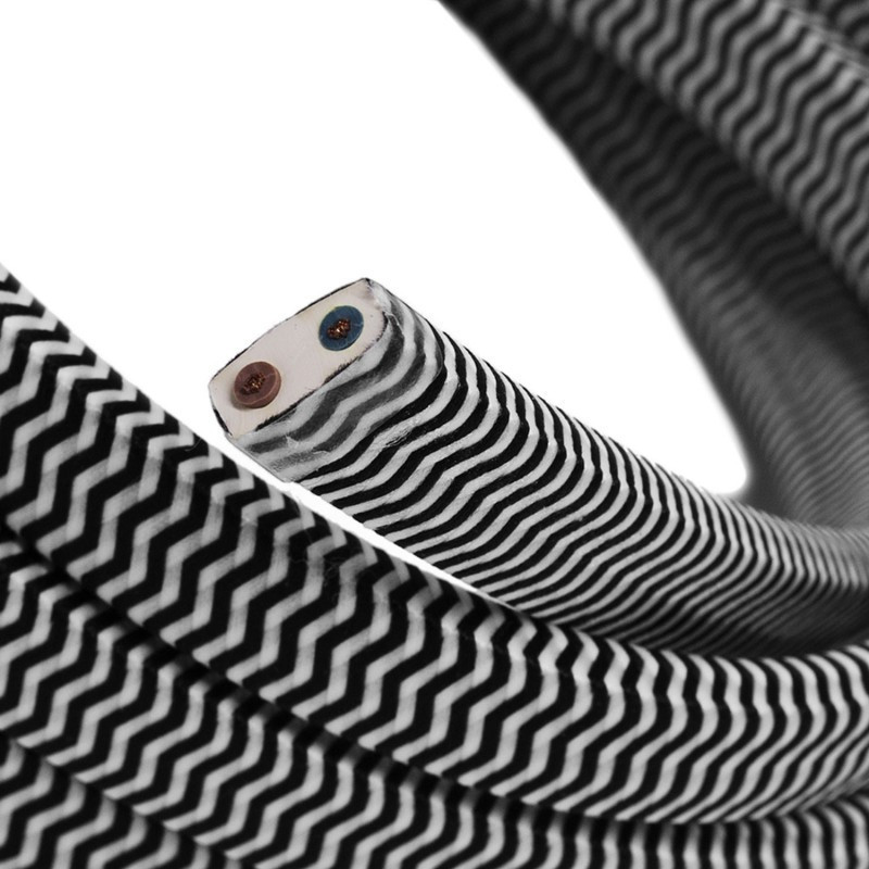 ZigZag White-Black CZ04 black&white braided flat cable suitable for Filé and Lumet systems Creative-Cables