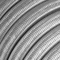 Płaski przewód w szarym oplocie Rayon fabric Silver CM02 odpowiedni do systemu Filé i Lumet Creative-Cables