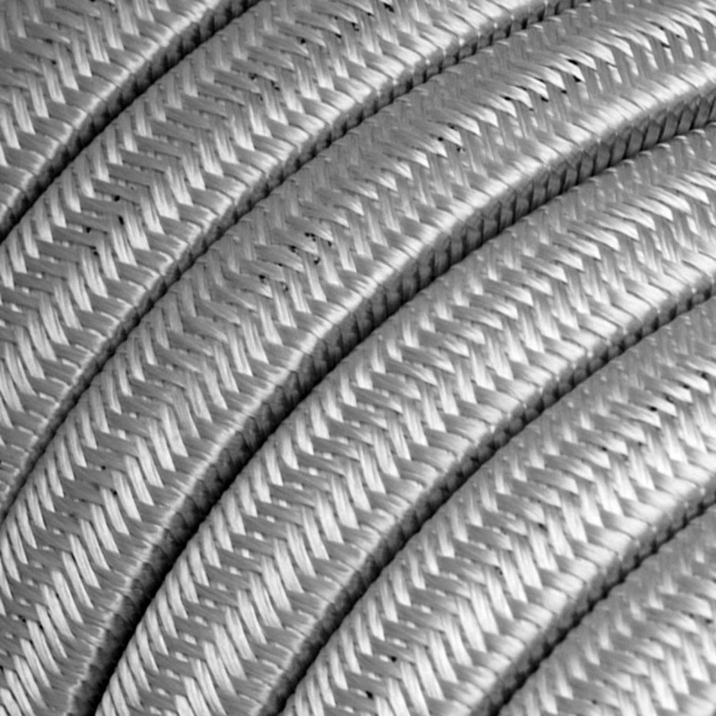 Płaski przewód w szarym oplocie Rayon fabric Silver CM02 odpowiedni do systemu Filé i Lumet Creative-Cables