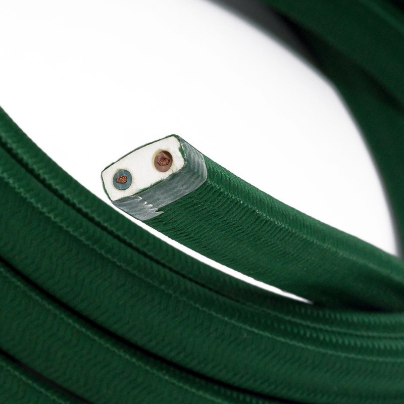 Rayon fabric Dark Green CM21 dark green braided flat cable suitable for Filé and Lumet systems Creative-Cables