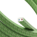 Płaski przewód w zielonym oplocie  Cotton fabric Pixel Bronte CX08 odpowiedni do systemu Filé i Lumet Creative-Cables