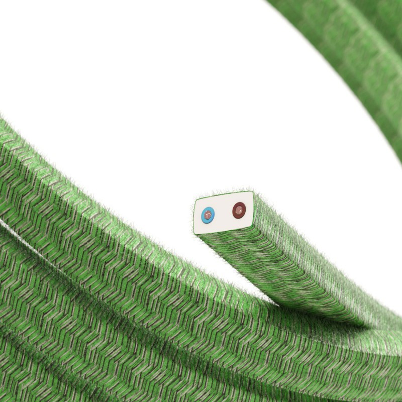 Cotton fabric Pixel Bronte CX08 green braided flat cable suitable for Filé and Lumet systems Creative-Cables