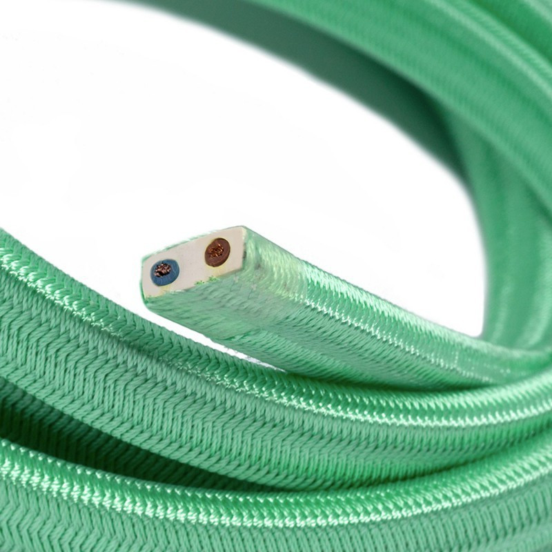 Rayon fabric Opal CH69 mint braided flat cable suitable for Filé and Lumet systems Creative-Cables