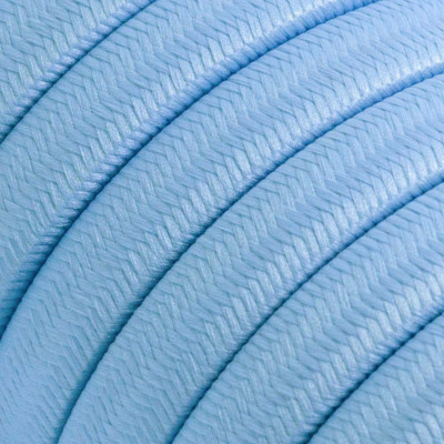Rayon fabric Baby Azure CM17 light blue braided flat cable suitable for Filé and Lumet systems Creative-Cables