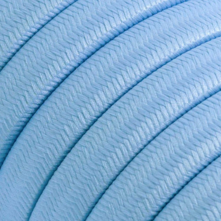 Płaski przewód w błękitnym oplocie Rayon fabric Baby Azure CM17 odpowiedni do systemu Filé i Lumet Creative-Cables