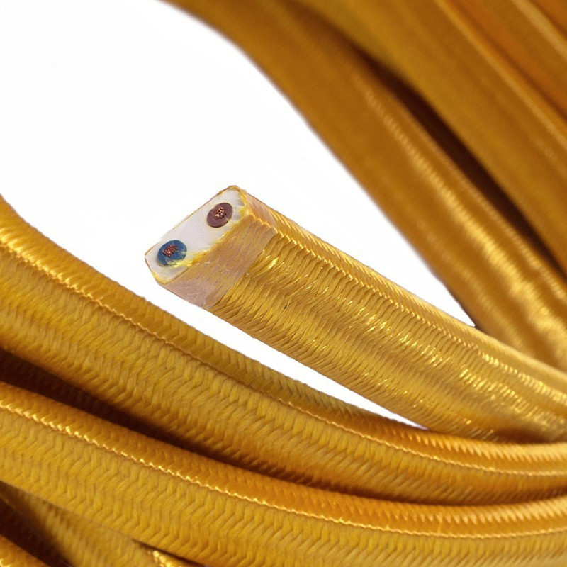 Rayon fabric Gold CM05 golden braided flat cable suitable for Filé and Lumet systems Creative-Cables