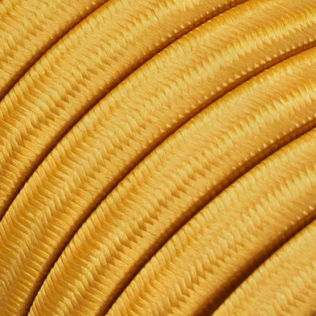 Płaski przewód w złotym oplocie Rayon fabric Gold CM05 odpowiedni do systemu Filé i Lumet Creative-Cables