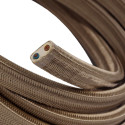 Płaski przewód w brązowym oplocie Rayon fabric Cipria CM27 odpowiedni do systemu Filé i Lumet Creative-Cables
