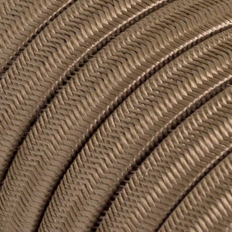 Płaski przewód w brązowym oplocie Rayon fabric Cipria CM27 odpowiedni do systemu Filé i Lumet Creative-Cables