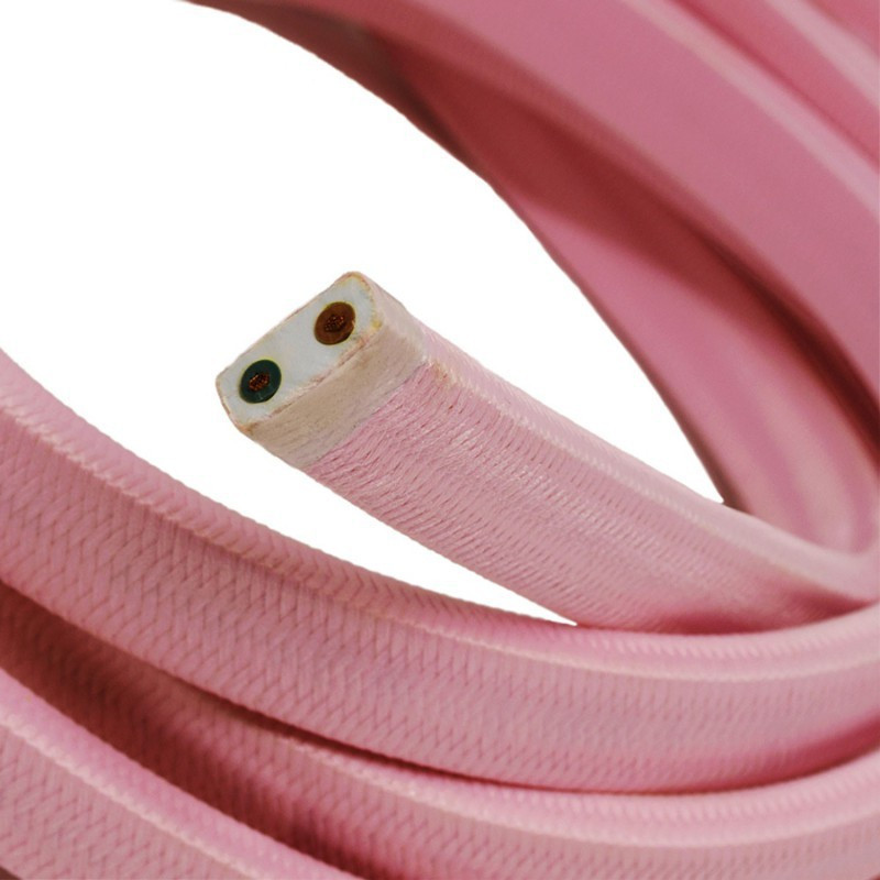 Rayon fabric Baby Pink CM16 pink braided flat cable suitable for Filé and Lumet systems Creative-Cables