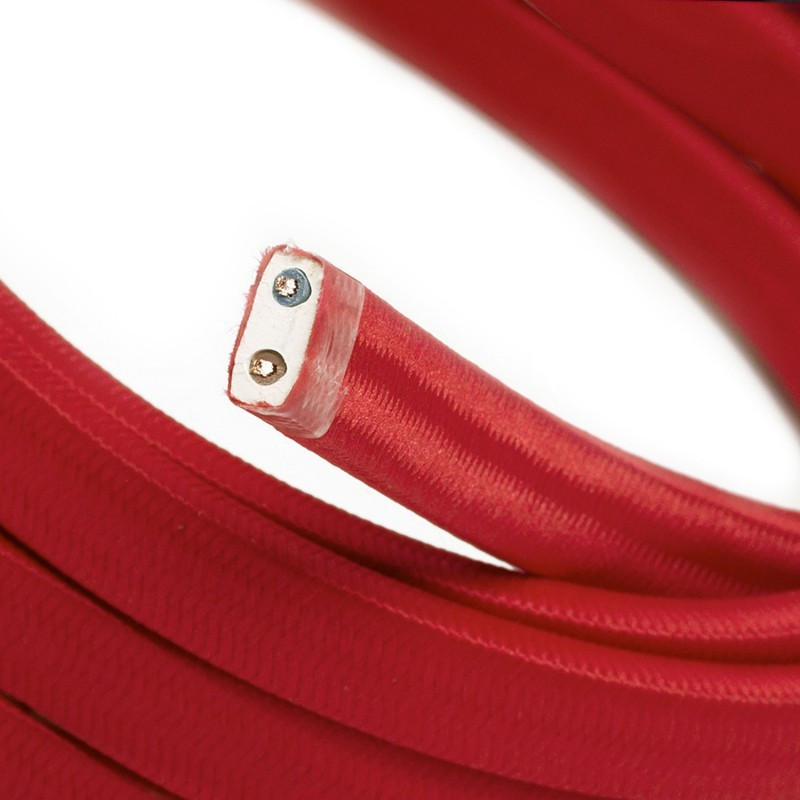 Rayon fabric Red CM09 red braided flat cable suitable for Filé and Lumet systems Creative-Cables