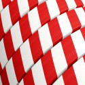 Płaski przewód w biało czerwonym oplocie Candy Cane fabric ECM39 odpowiedni do systemu Filé i Lumet Creative-Cables