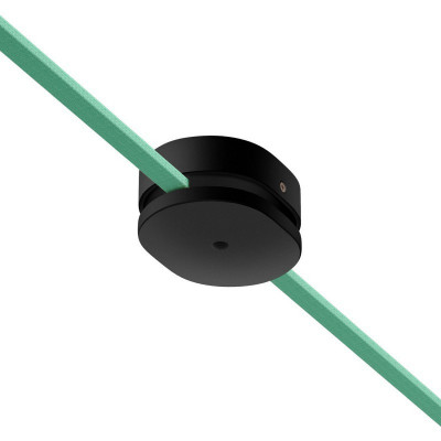 Filé system czarna drewniana maskownica sufitowa 2 otwory boczne do płaskiego przewodu i 1 centralny Creative-Cables