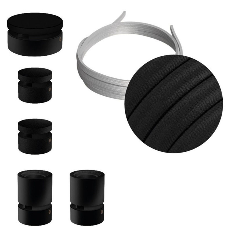 Filé System Wiggle Kit - zestaw z 3m przewodem świetlnym i 5 czarnymi lakierowanymi drewnianymi elementami Creative-Cables