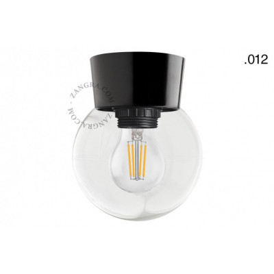 Bakelite lamp, black, glass shade light.069.c.b.glass012 E27 Zangra