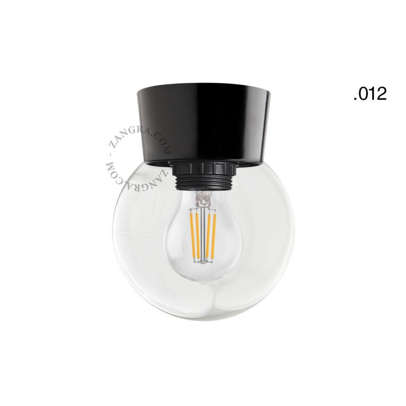 Bakelite lamp, black, glass shade light.069.c.b.glass012 E27 Zangra