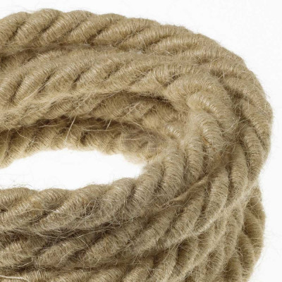 Beżowy kabel skręcany w podwójnym oplocie z surowej juty trzyżyłowy 3x1x0.75 Creative Cables