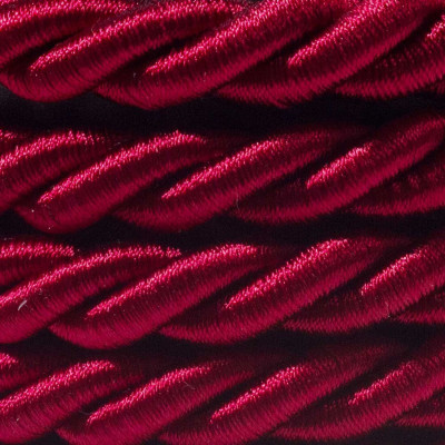 Shiny dark bordeaux twisted cable in a double textile braid, 3x1x0.75 Creative Cables