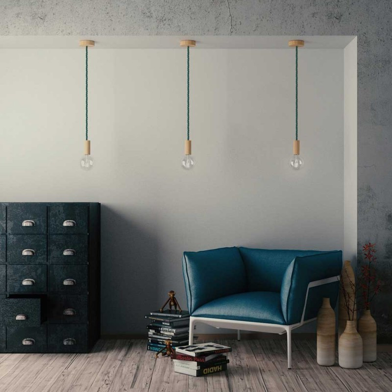 Ciemno zielony błyszczący kabel skręcany w podwójnym oplocie tekstylnym trzyżyłowy 3x1x0.75 Creative Cables