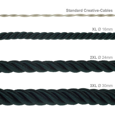 Ciemno zielony błyszczący kabel skręcany w podwójnym oplocie tekstylnym trzyżyłowy 3x1x0.75 Creative Cables