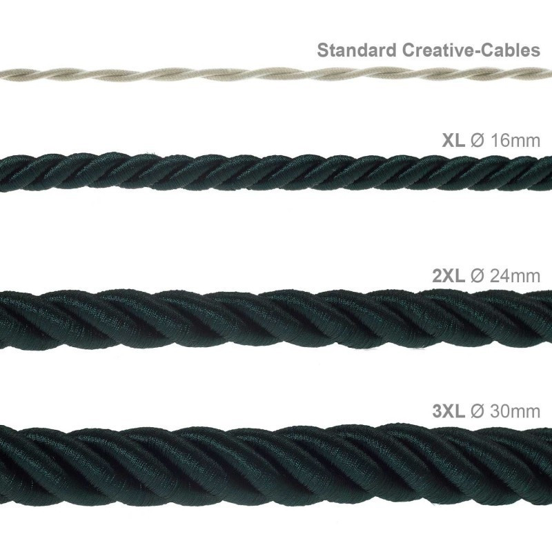 Ciemno zielony błyszczący kabel skręcany w podwójnym oplocie tekstylnym trzyżyłowy 3x1x0.75 Creative Cables