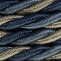 Trójkolorowy niebieski błyszczący kabel skręcany Bernadotte w podwójnym oplocie tekstylnym trzyżyłowy 3x1x0.75 Creative Cables