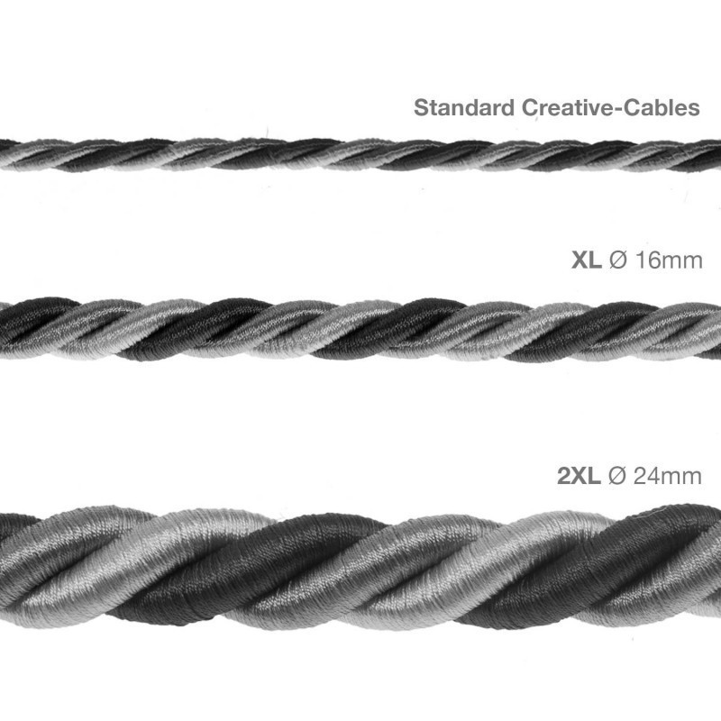 2XL Trójkolorowy ciemny kabel skręcany Orleans w podwójnym oplocie tekstylny trzyżyłowy 3x1x0.75 Creative Cables