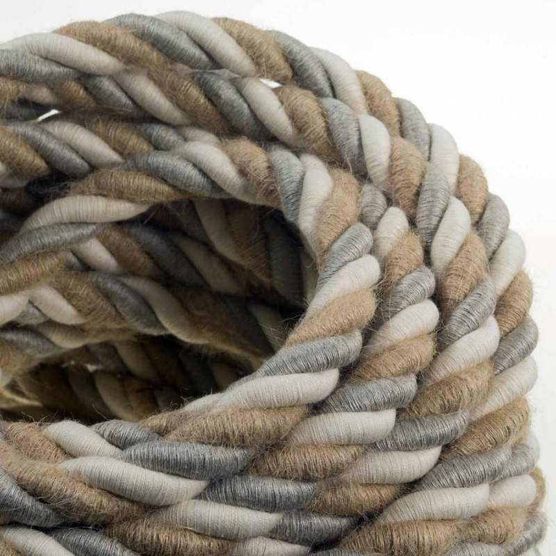 2XL electrical cord, electrical cable 3x0,75 linen cotton fabric jute Country Diameter 24mm Creative Cables