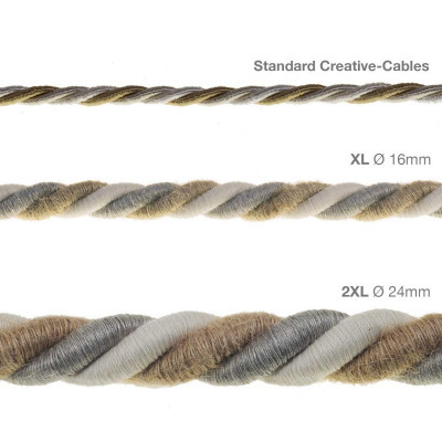 2XL electrical cord, electrical cable 3x0,75 linen cotton fabric jute Country Diameter 24mm Creative Cables